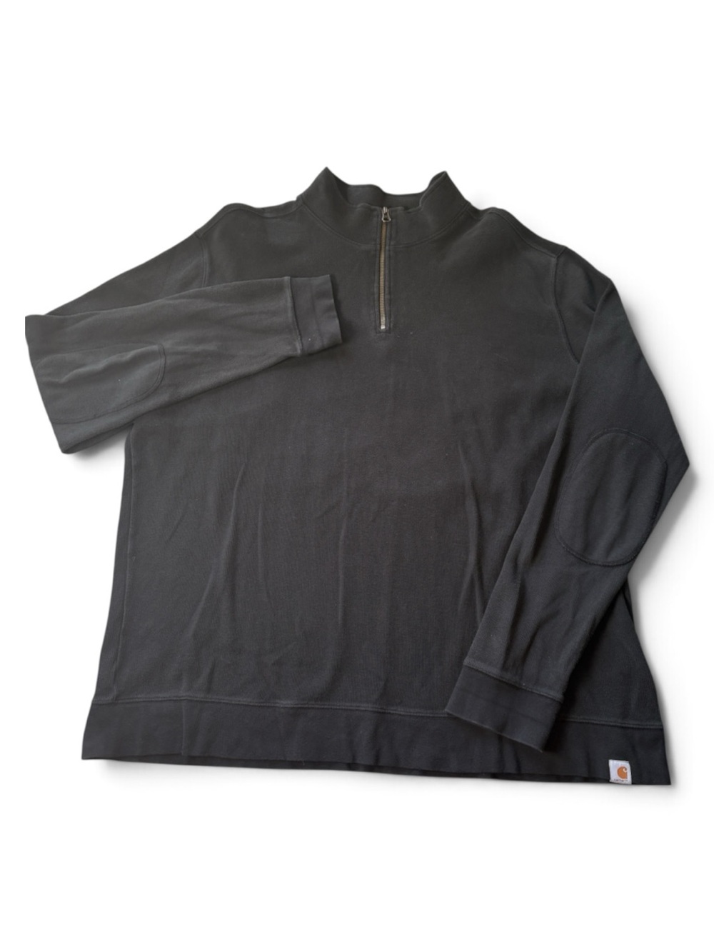 Black Carhartt Quarter Zip Pullover Sweatshirt 2XL Ribbed Gorpcore Goth Cozy.